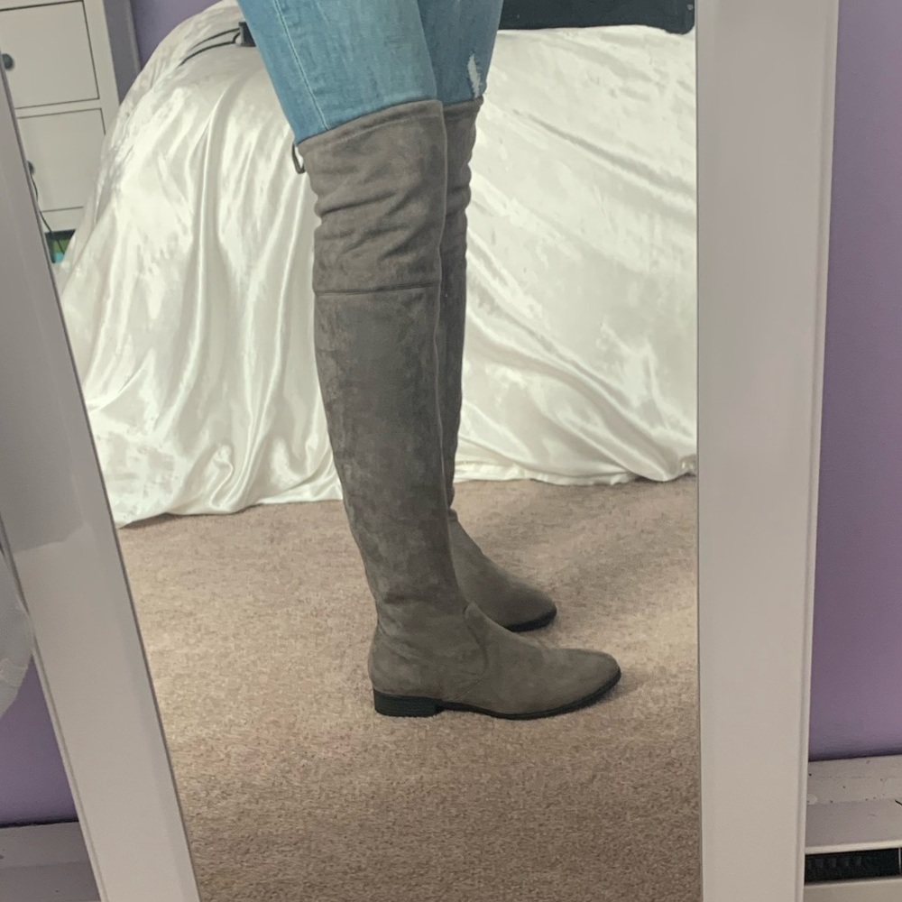 Grey Over The Knee Boots